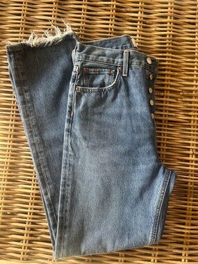Agolde High-Waist Straight Leg Blue Jeans